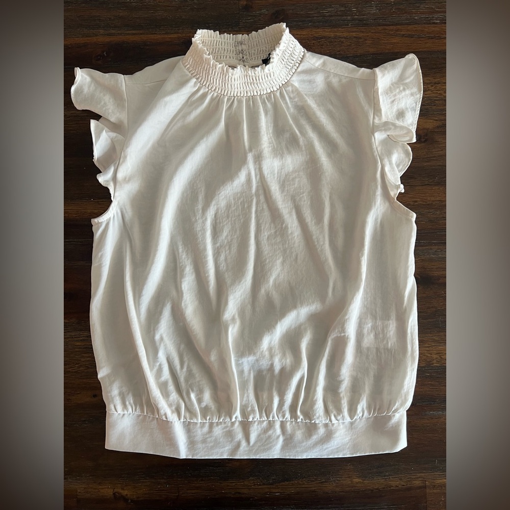 Express Ivory Ruffle Sleeve Top
